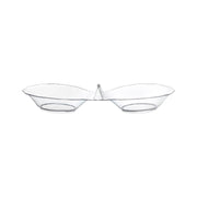 Clear round 2-hole mini plastic candy bowls, 2.75" diameter, perfect for serving candies or small treats, 288 bowls per case.