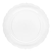 Clear round appetizer plates with a vintage-inspired design