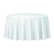 Clear round disposable plastic tablecloth, 84", waterproof and durable, great for hassle-free cleanup at parties
