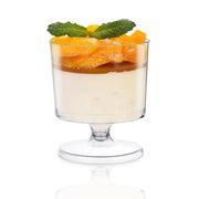 Clear round plastic mini wine glasses, 2 oz, featuring a sleek and modern design perfect for upscale events