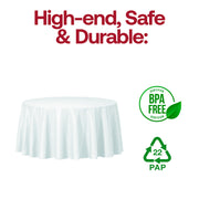 Clear round plastic tablecloth, 84", BPA-free and food-safe, perfect for protecting tables at events and gatherings