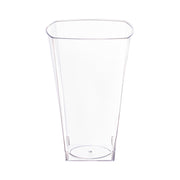 Clear square plastic cups with a modern design, 10 oz capacity, perfect for events and gatherings