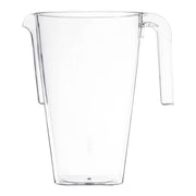 Clear square plastic disposable pitchers with a 52 oz capacity, perfect for serving beverages at events