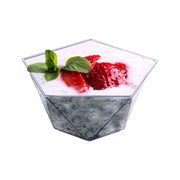 Clear star pentagon disposable plastic dessert cups, 3.25" x 3.25", 3.5 oz capacity, ideal for individual portions of desserts, 288 cups.