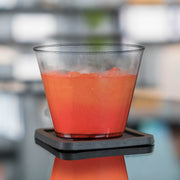 Clear with Silver Glitter Round Disposable Plastic Party Cup with shimmering design, perfect for cold drinks