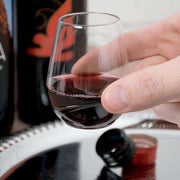 Compact and chic 4 oz clear plastic mini goblets, stemless design, perfect for serving wine, liqueurs, or desserts at any occasion