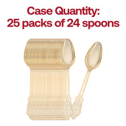 Complete 600-guest metallic gold baroque plastic cutlery set, combining elegance and practicality for grand events.