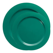 Complete set with dinner plates and salad plates in solid green, designed for holiday celebrations