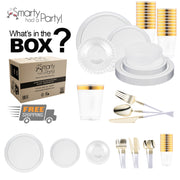 Constructed from BPA-free, recyclable plastic, the Clear Flat Round Set ensures both eco-responsibility and refined design