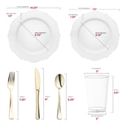 Constructed from recyclable, BPA-free plastic, the Solid White Round Blossom Disposable Plastic Wedding Value Set delivers a safe, eco-conscious, and elegant solution for your event.