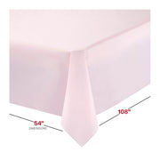 Convenient 54 x 108 pink disposable plastic tablecloths offering stylish coverage and hassle-free disposal, pack of 96.