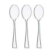 Convenient disposable clear mini plastic tasting spoons, great for single-use sampling at events and tastings