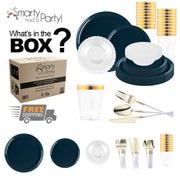 Crafted from BPA-free, recyclable plastic, the Navy Flat Round Tableware Set ensures safe, stylish, and planet-friendly dining