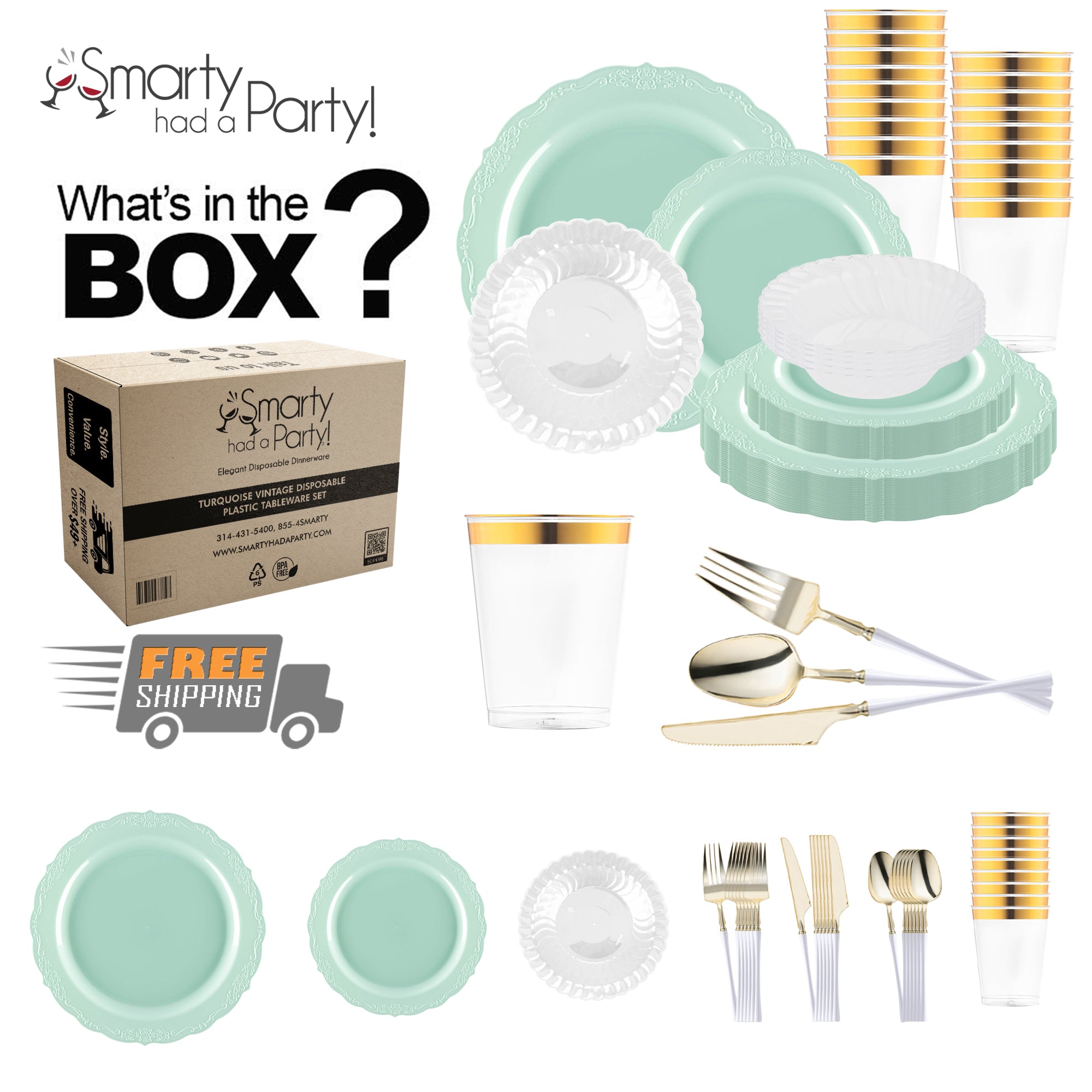 Tableware Set - Turquoise Vintage Dinnerware | Smarty Had A Party