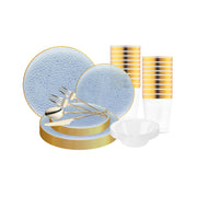 Crafted from BPA-free, recyclable plastic, this Clear Blue set combines elegance with sustainability.