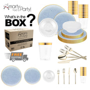 Crafted from BPA-free, recyclable plastic, this Clear Blue set combines elegance with sustainability
