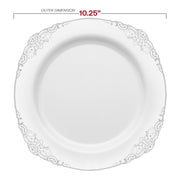 Crafted from BPA-free, recyclable plastic, this silver-rimmed dinnerware offers style with sustainability