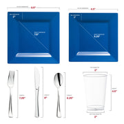 Crafted from eco-friendly, BPA-free materials, the Midnight Blue Square Plastic Wedding Set is both safe and stylish