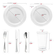 Crafted from eco-friendly, BPA-free plastic, the White with Silver Edge Rim Wedding Set ensures safe and sustainable dining