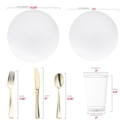 Crafted from eco-friendly, BPA-free recyclable plastic, the Solid White Organic Round Disposable Plastic Wedding Value Set offers a secure, sustainable, and stylish option for your celebration