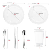 Crafted from recyclable, BPA-free plastic, the Clear Vintage Round Disposable Plastic Wedding Value Set offers a stylish yet eco-friendly option for your celebration