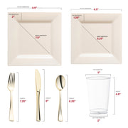 Crafted from recyclable, BPA-free plastic, the Ivory Square Plastic Wedding Set offers safe, eco-conscious table solutions