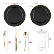 Crafted from recyclable and BPA-free materials, the Black with Gold Pearl dinnerware is safe and eco-conscious.