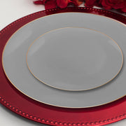 Create a sleek and elegant atmosphere at your wedding with the Gray with Gold Organic Round Disposable Plastic Wedding Value Set, designed for high-end events and memorable celebrations