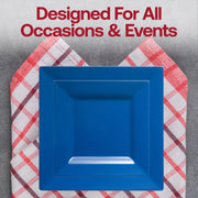 Create a stunning event backdrop with the Midnight Blue Square Plastic Wedding Set, perfect for formal evening gatherings