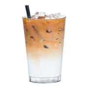 Crystal-clear plastic tumblers with shimmering silver glitter, 12 oz, stylish and practical for any festive or elegant occasion