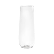 Crystal-clear stemless plastic champagne flutes, 9 oz, featuring a tall and sleek design for sophisticated entertaining