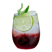 Crystal-clear stemless plastic wine glasses, 12 oz, with a sleek and modern design, perfect for stylish entertaining