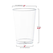 Crystal clear plastic disposable party cups, 12 oz capacity, 3” x 4.5”, available in a bulk pack of 500