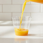 Crystal clear plastic disposable party cups, 9 oz capacity, 3.5” x 3”, available in a 500-pack.