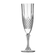 Crystal cut plastic champagne flutes, 8 oz capacity, stylish and durable, perfect for serving sparkling wine at events