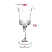 Crystal cut plastic wine goblets with a sophisticated 11 oz capacity and intricate design, measuring 3.25 inches by 7.75 inches, pack of 48