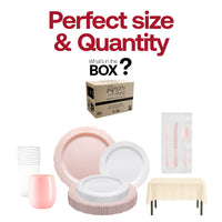 Cupid’s Favorite Dinnerware Set is BPA-free and recyclable, combining beauty with sustainability for any celebration