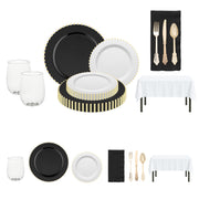 Dear Santa Set displayed with gold pearl rim plates and velvet black napkins on a festive table.