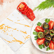 Decorative beverage napkins in a gold marble motif, designed for all occasions and events—from birthdays to corporate mixers