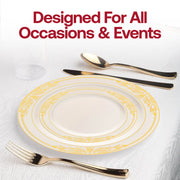 Designed for a variety of events, from intimate dinners to large parties, this dinnerware combines elegance and practicality