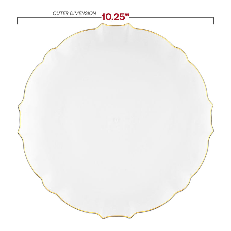 Clear with Gold Rim Round Lotus Plastic Dinnerware Value Set