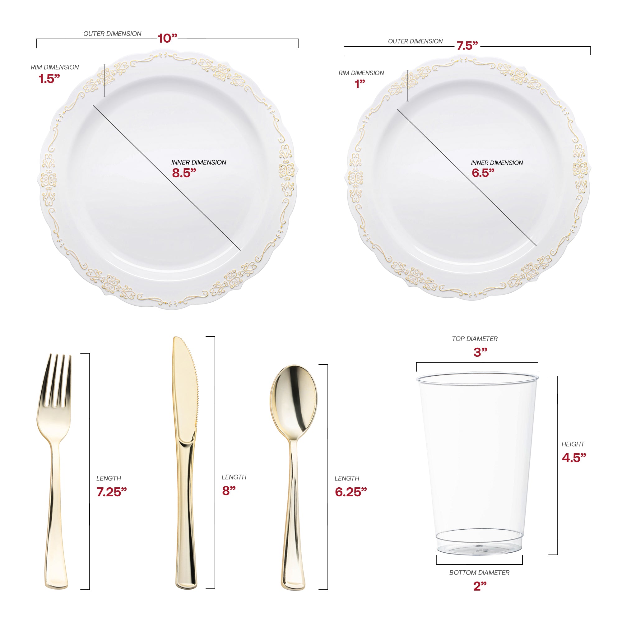 Plastic Plates - White Gold Vintage Value Set | Smarty Had A Party
