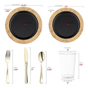 Designed with sustainability in mind, this Black with Gold Marble Rim Disposable Plastic Wedding Value Set is made from BPA-free, recyclable plastic—offering both safety and style