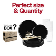 Dinner Plate: 10", Appetizer Plate: 8.5", Fork: 7.25", Knife: 8", Spoon: 6.25", Cup: 4.5" (12 oz capacity)