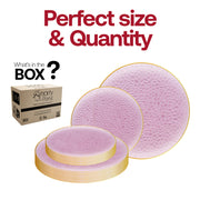 Dinner plate in the Clear Pink with Gold Rim Set measures 10.25 inches, perfect for elegant meals and buffets
