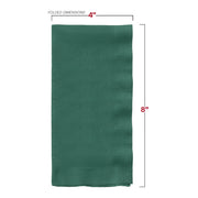 Disposable 8 x 4 inch dinner napkins in hunter green, soft and absorbent