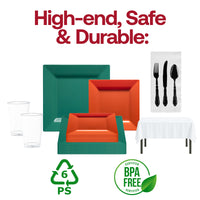 Disposable Green and Orange plates make post-game cleanup quick and easy.