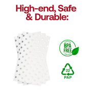 Disposable and BPA-free paper dinner napkins, white with silver dots, safe and convenient for dining