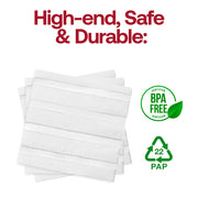 Disposable and BPA-free white beverage napkins with silver stripes, designed for safe and stylish use at any event