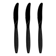Disposable black plastic knives, offering convenience and effortless cleanup for events, parties, and catering
